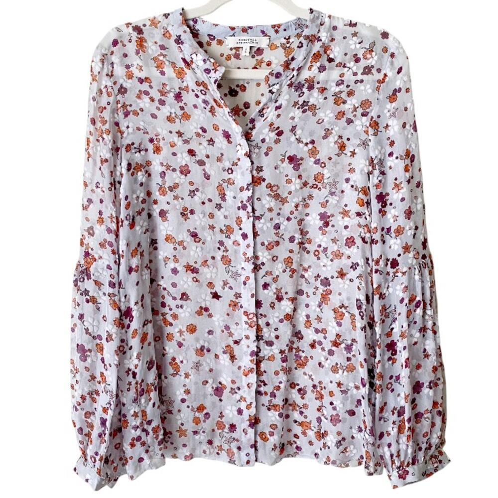 Dorothee Schumacher | Silk Blend Velvet Floral Button Down Blouse Top Medium